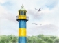 Preview: Postkarte DIN-A6 Aquarell Maritim Kunst Druck Kunstdruck Ostsee - Alter Leuchtturm Eckernförde - EKF2 Schleimünde Schlei Kappeln
